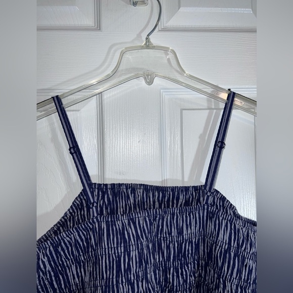 NWOT A NEW DAY Midi Dress Blue Cotton Spaghetti Strap Smocked Stripes - Picture 5 of 8